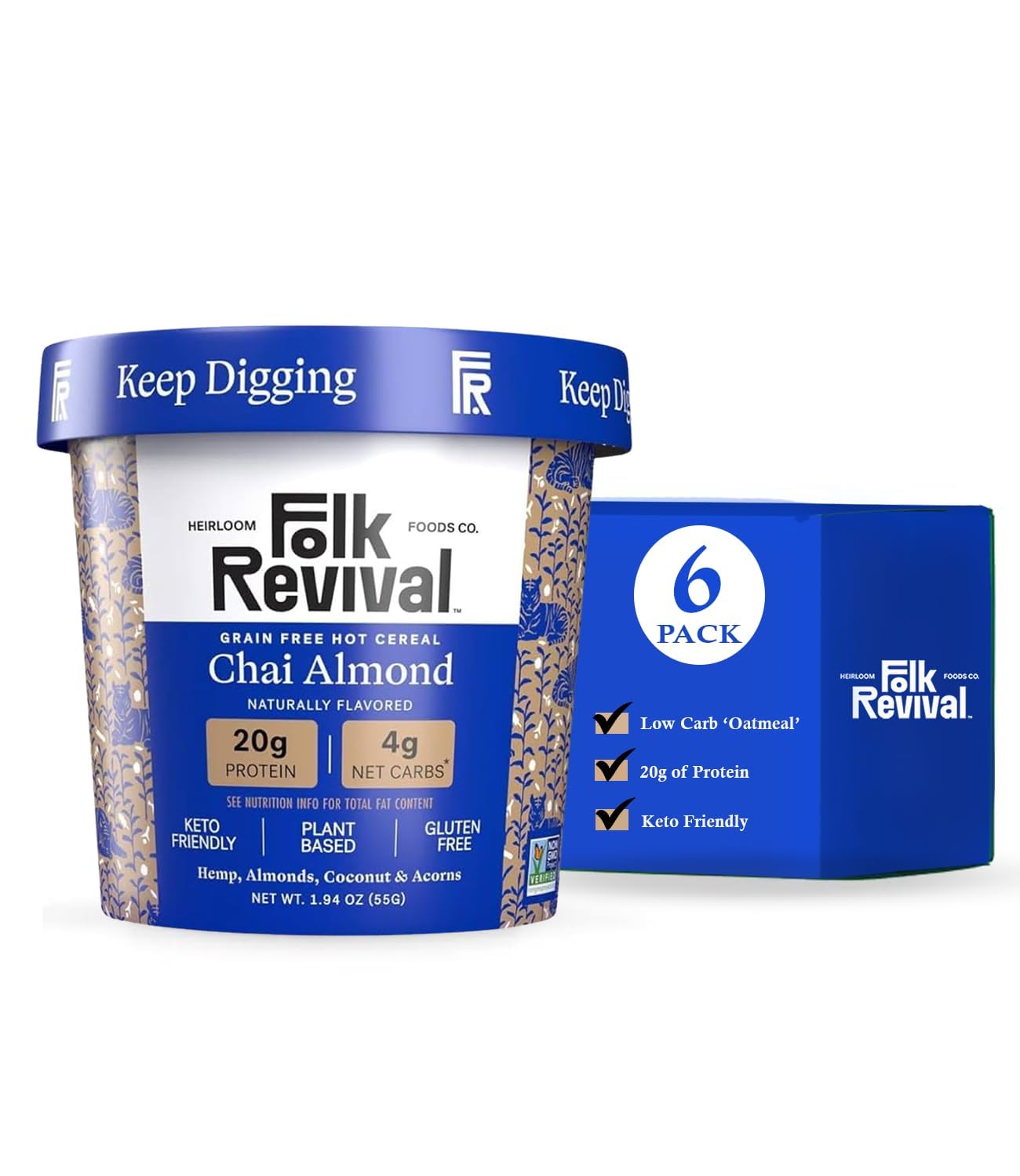Folk Revival Avena Instantánea Keto Sabor Chai y Almendra 11.64 oz