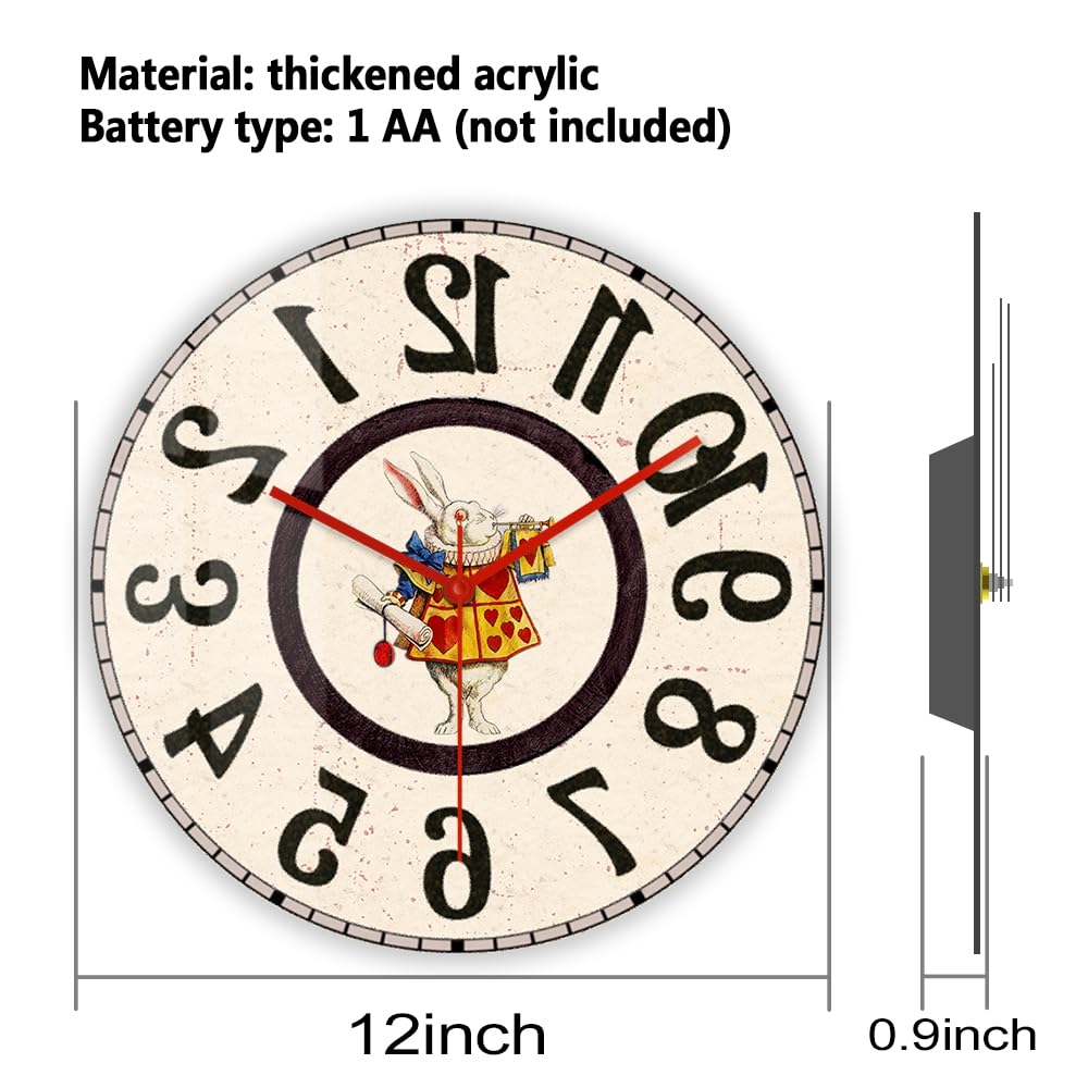 Amazon.com: Timethink 12'' Alice White Rabbit Kids Wall Clock for