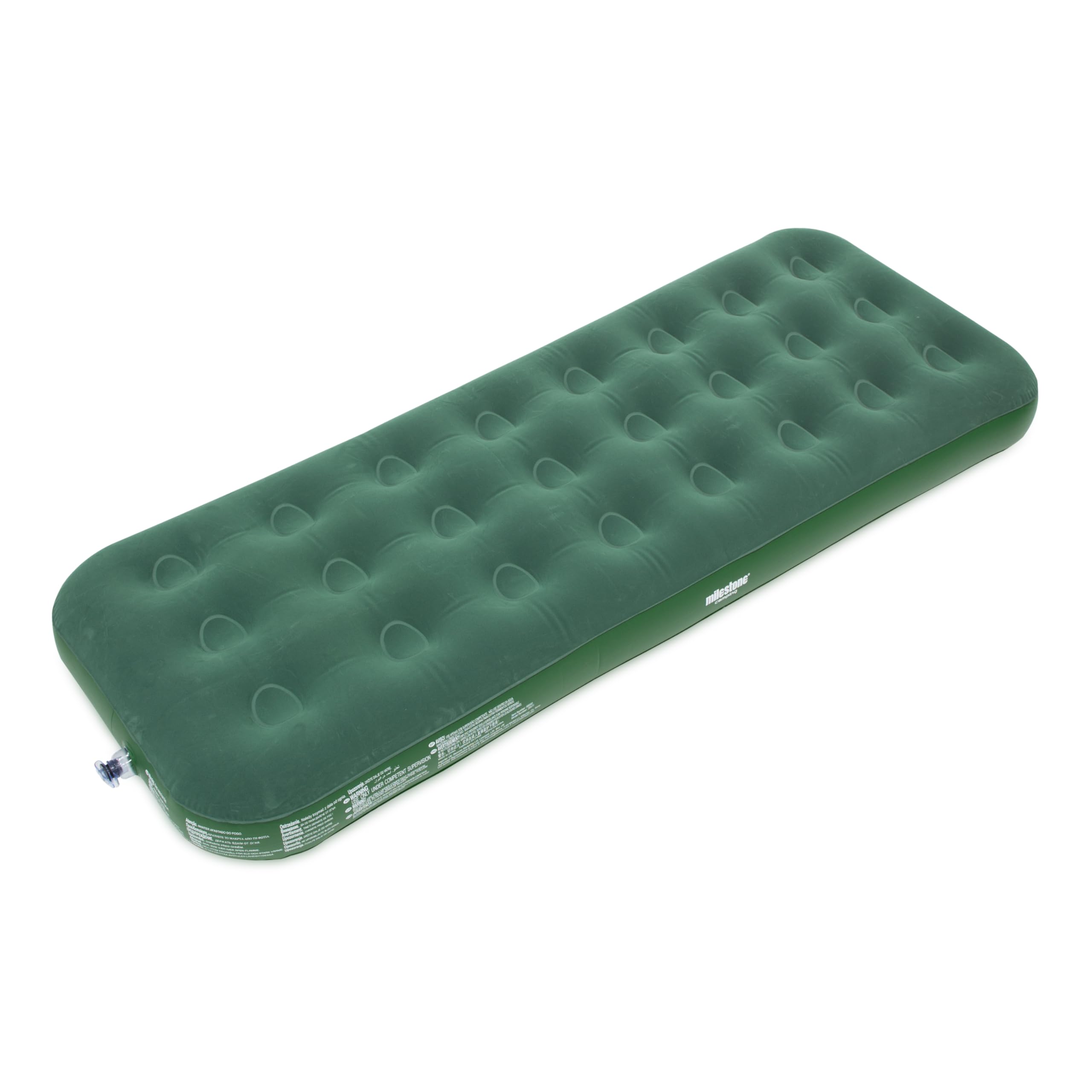 Milestone Camping 88129 Single Airbed/Easy Inflate & Deflate Flocked Design/Camping, Festivals, Sleepovers & Family Gatherings