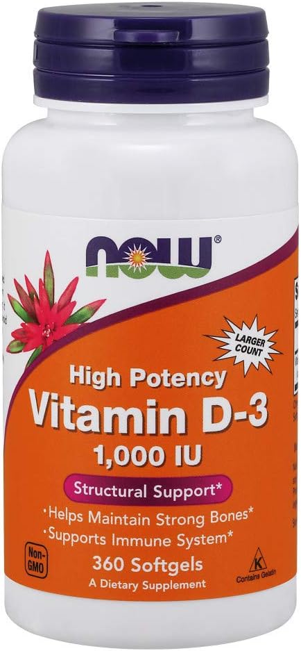 NOW Supplements, Vitamin D-3 1,000 IU, High Potency, Structural Support*