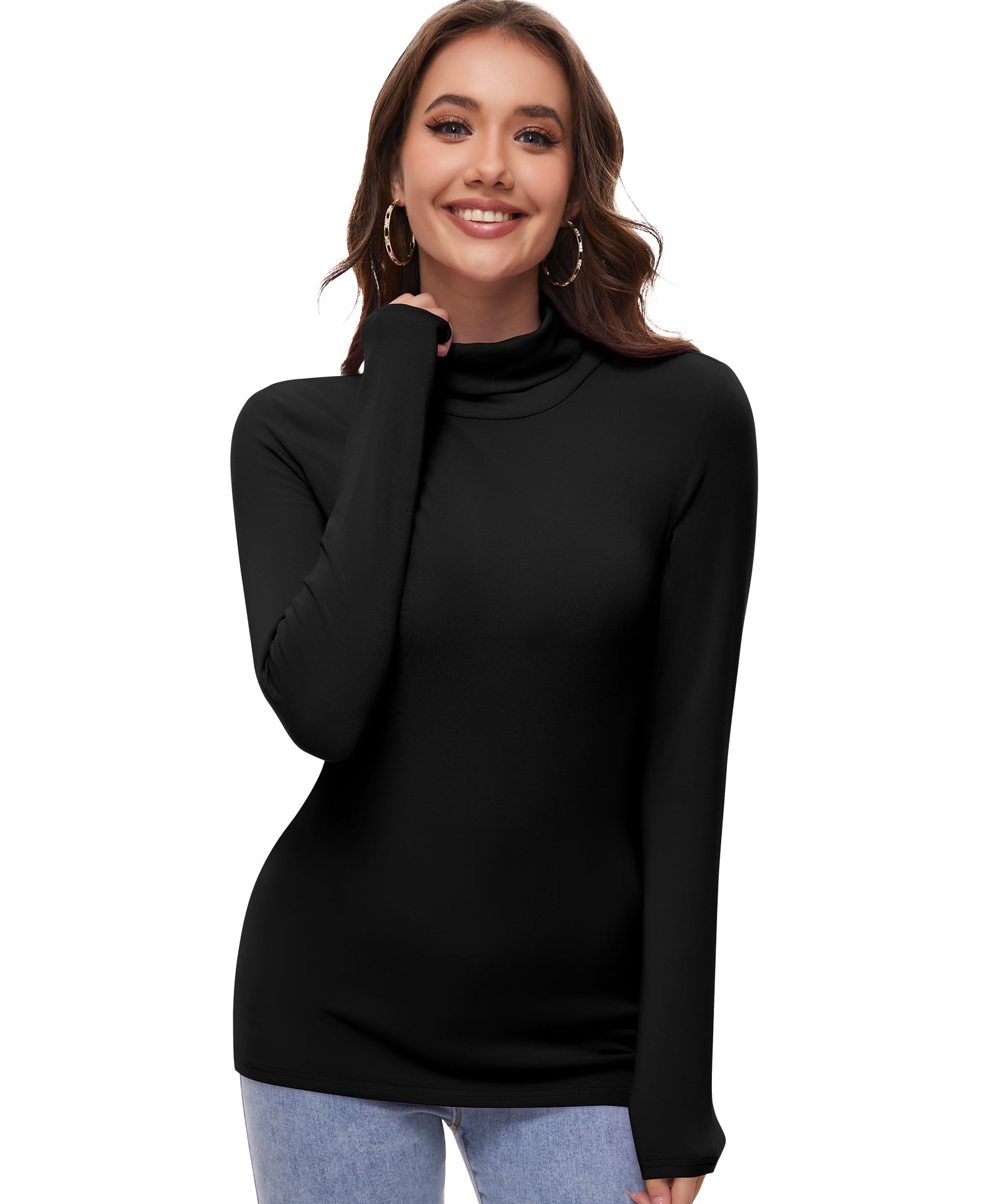 YARRCO Haut Thermique Femme Manche Longue Col roulé Casual sous-vêtements Thermiques Chaud & Léger Ski sous Pull t Shirt Hiver Doux et Confortable