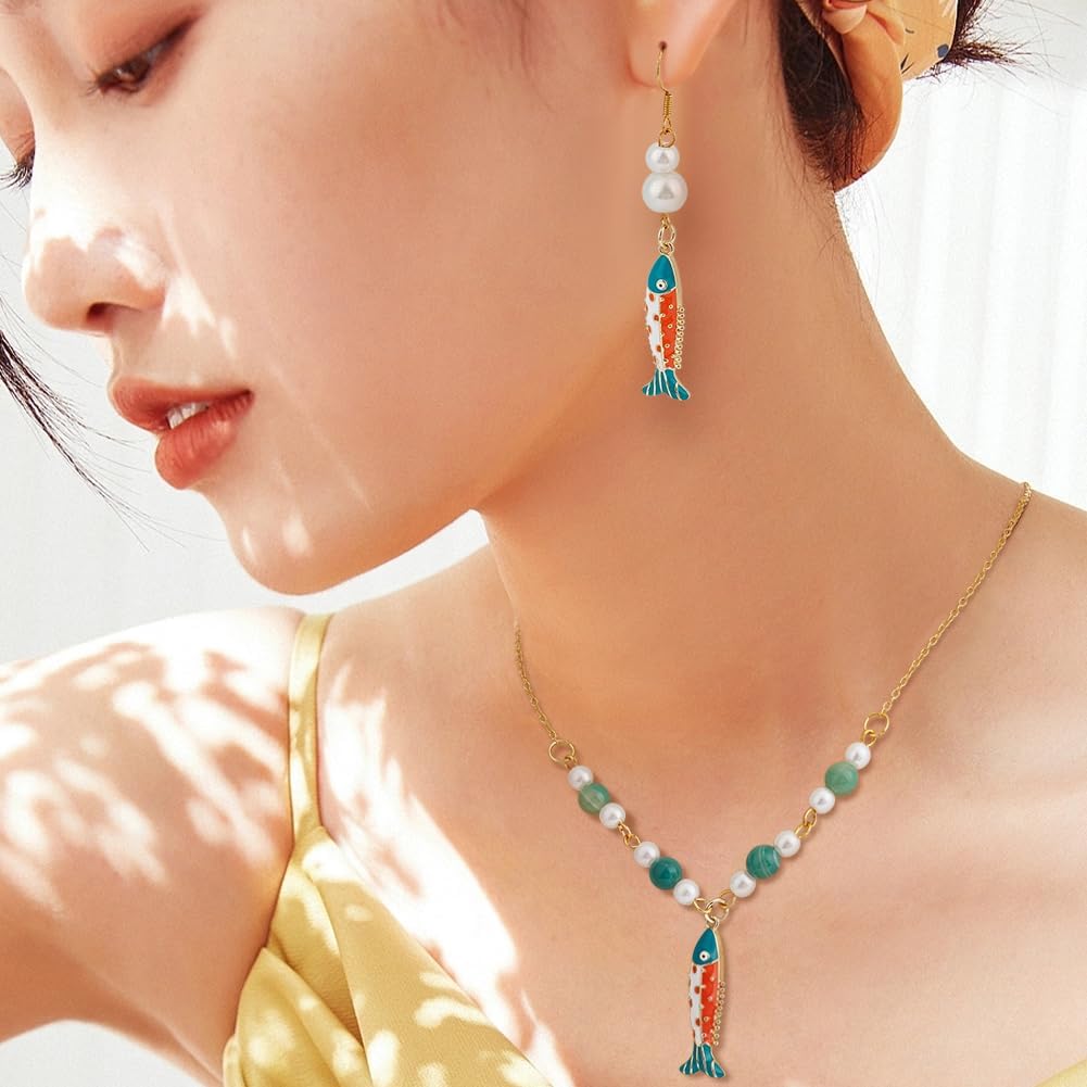 BENECREAT 6Pcs Real 18K Gold Plated Brass Charms with Enamel Fish/Clover, Jewelry Pendants with Jump Rings for Jewelry Making - Image 5