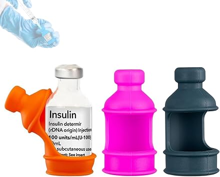 3 Pack Insulin Vial Bottle Protector Sleeve for Diabetic, Silicone Protective Case to Protect Insulin Vial from Breaking, Suitable for 10ml Short Insulin Vials Pink Orange Grey