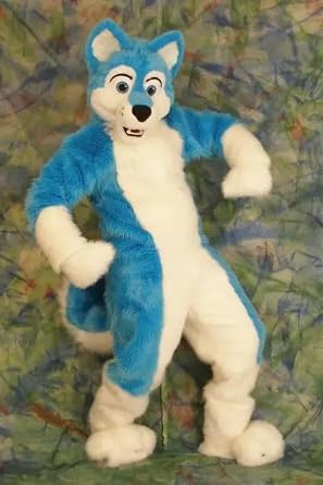 Blue White Fur Fox Dog Husky Mascot Costume Adults Suit Wolf Fursuit Halloween Party Show