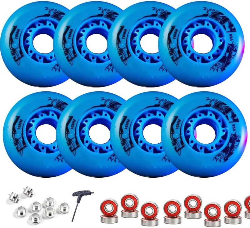 93A 8 Pcs Inline Skate Wheels 72mm 76mm 80mm Inline Skate Replacement Wheels with ABEC-9 Bearings Aggressive Roller Wheels Indoor Outdoor (Red,72mm)