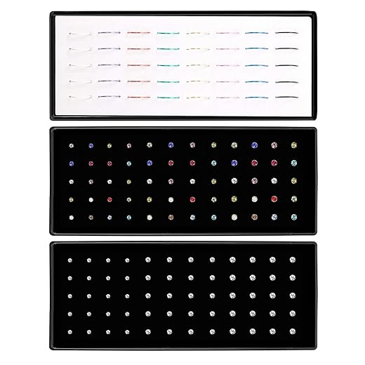 NewCraft Women's 3 Sets 160Pcs Studs Rings Hoops, Surgical Stainless Steel Hypoallergenic Nose Piercing Jewelry, NS01,