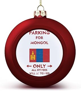 Mongolia Flag Xmas Balls Ornaments Parking for Mongol Only All Others Will Be Towed Christmas Decorations Tree Balls for Holiday Wedding Party Decoration, Xmas Hanging Ball Tree Decoration