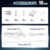 Vista 7 de hykolity 10 Pack LED Shop Light 4FT, T5 Integrated Single Fixture, 22W, 2200lm, 6500K Super Bright White, Linkable Shop Light, Utility Shop Lights