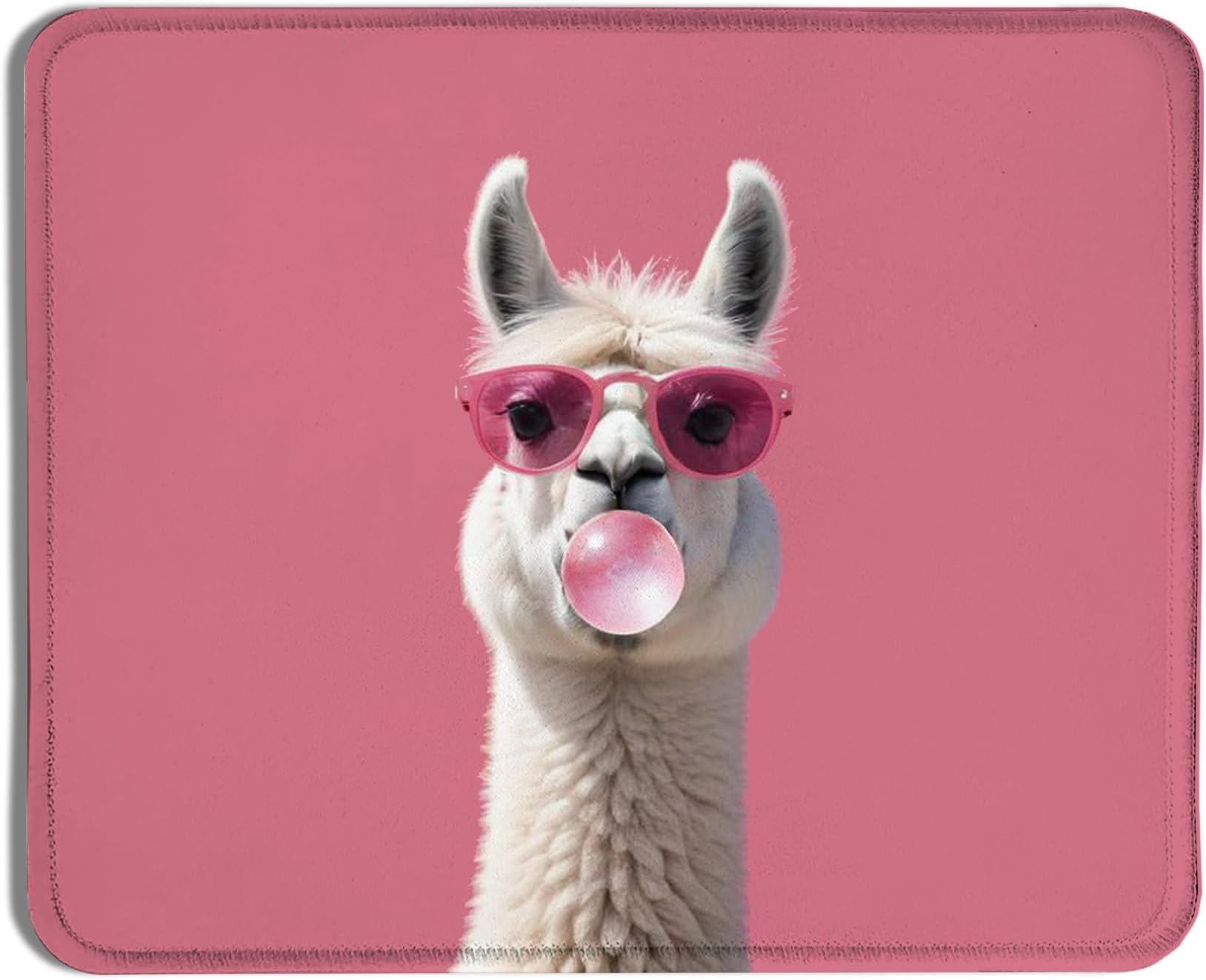 Funny Alpaca Animals Mouse Pad, Pink Bubble Gum Alpaca Mouse Pads for Wireless Mouse Computers Laptop Desk Accessories Women Office Supplies, 9.5x7.9 Inch