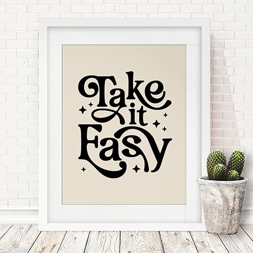 Miniatura 6 de Cita impresa con texto "Take It Easy", impresiones en blanco y negro, decoración de dormitorio, decoración de habitación de dormitorio, citas