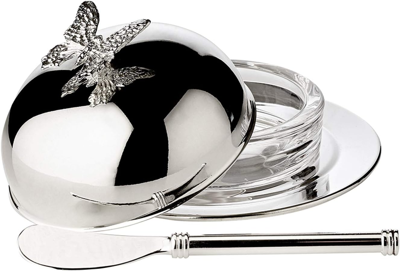 EDZARD Butterfly Butter Dish with Glass Bowl and Lid, Elegant Silver  Plated, Diameter 14 cm, Includes Matching Butter Knife : Amazon.de: Home &  Kitchen