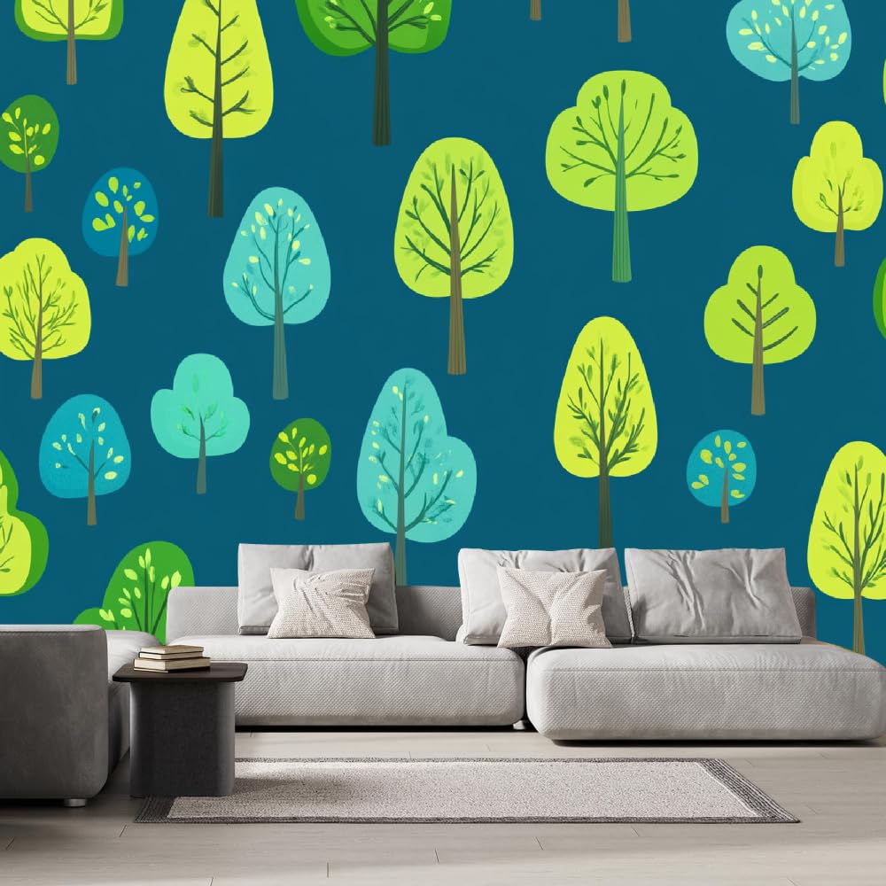 Mural de pared para dormitorio Árbol Del Bosque Vinilos de pared impermeables autoadhesivos grandes Caricatura De Paisaje Natural Póster para sala de estar habitación infantil fondo de TV 200x140cm
