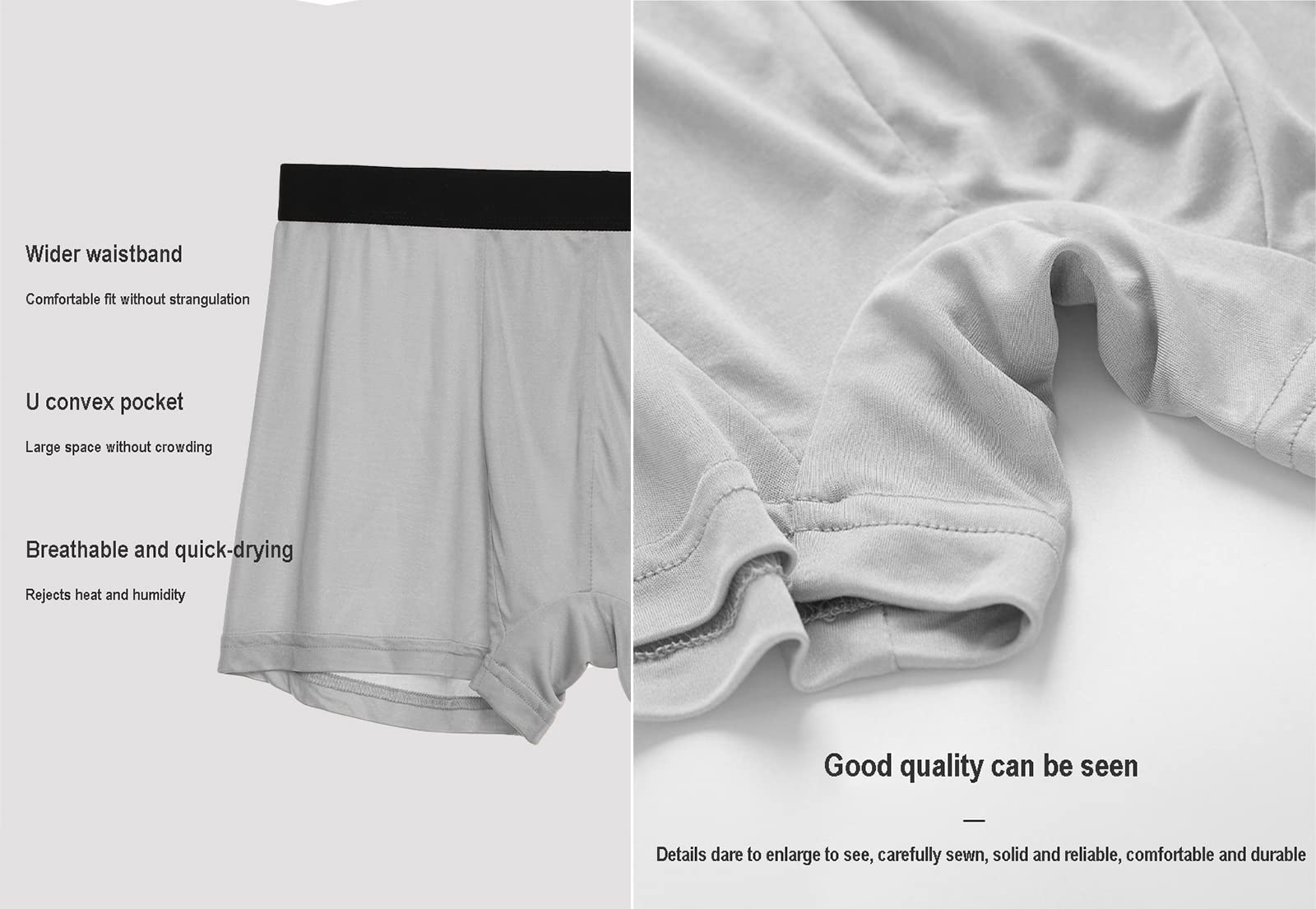 Ropa Interior De Los Hombres De La Seda De Mulberry, Calzoncillos Ligeros Suaves del Boxeador del Recorrido Bragas De Lujo del Satén