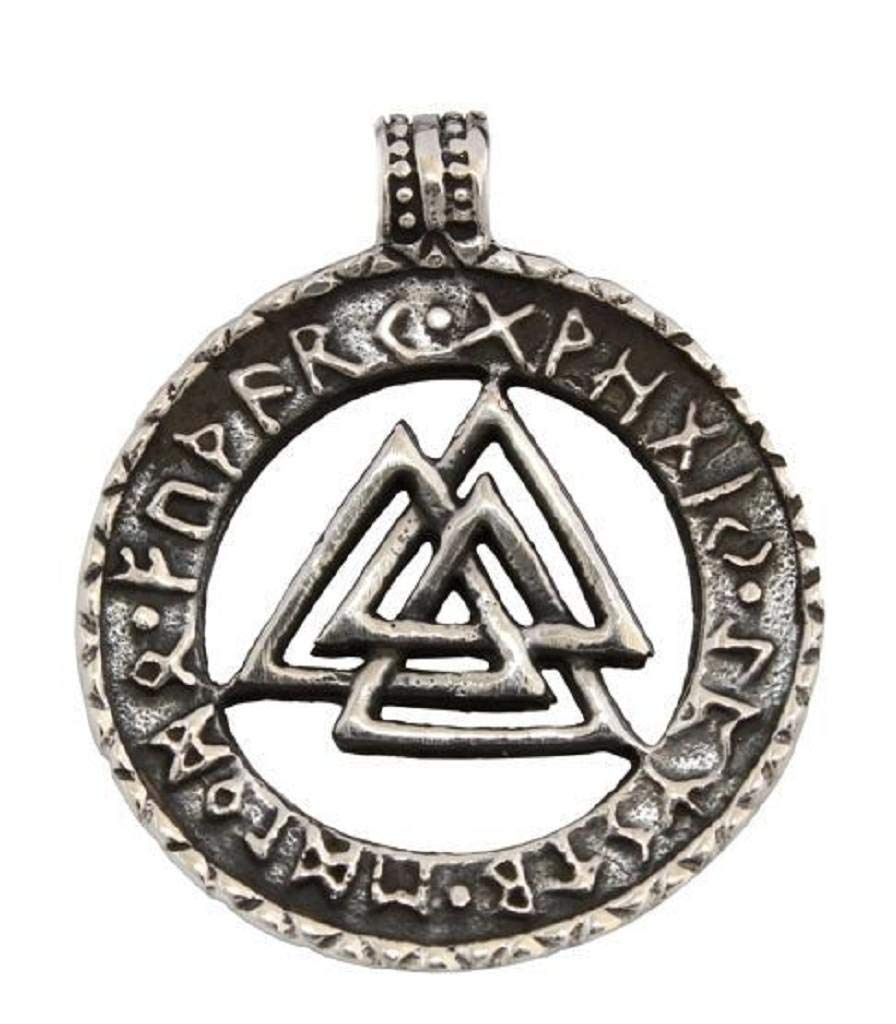 Windalf Wikinger Schmuck Anhänger VALKNUT 2.6 cm Wotansknoten Runen 925 Sterlingsilber