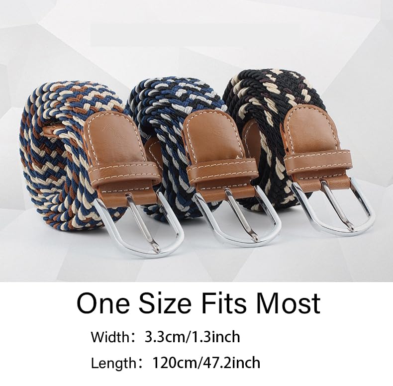 COTIM COYIN Braided Woven Stretch Belt for Women Men, Unisex Woven Elastic Golf Belts for Jeans Pants4