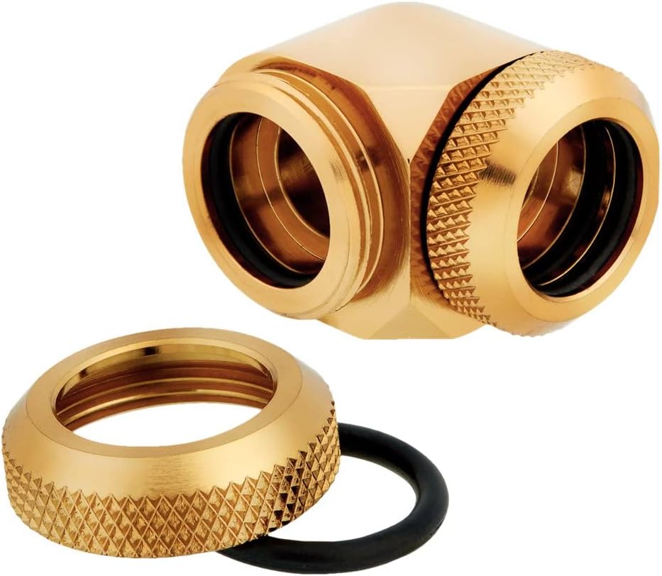 Corsair Hydro X Series XF Hardline 90° 14mm OD Fitting Twin Pack — Black