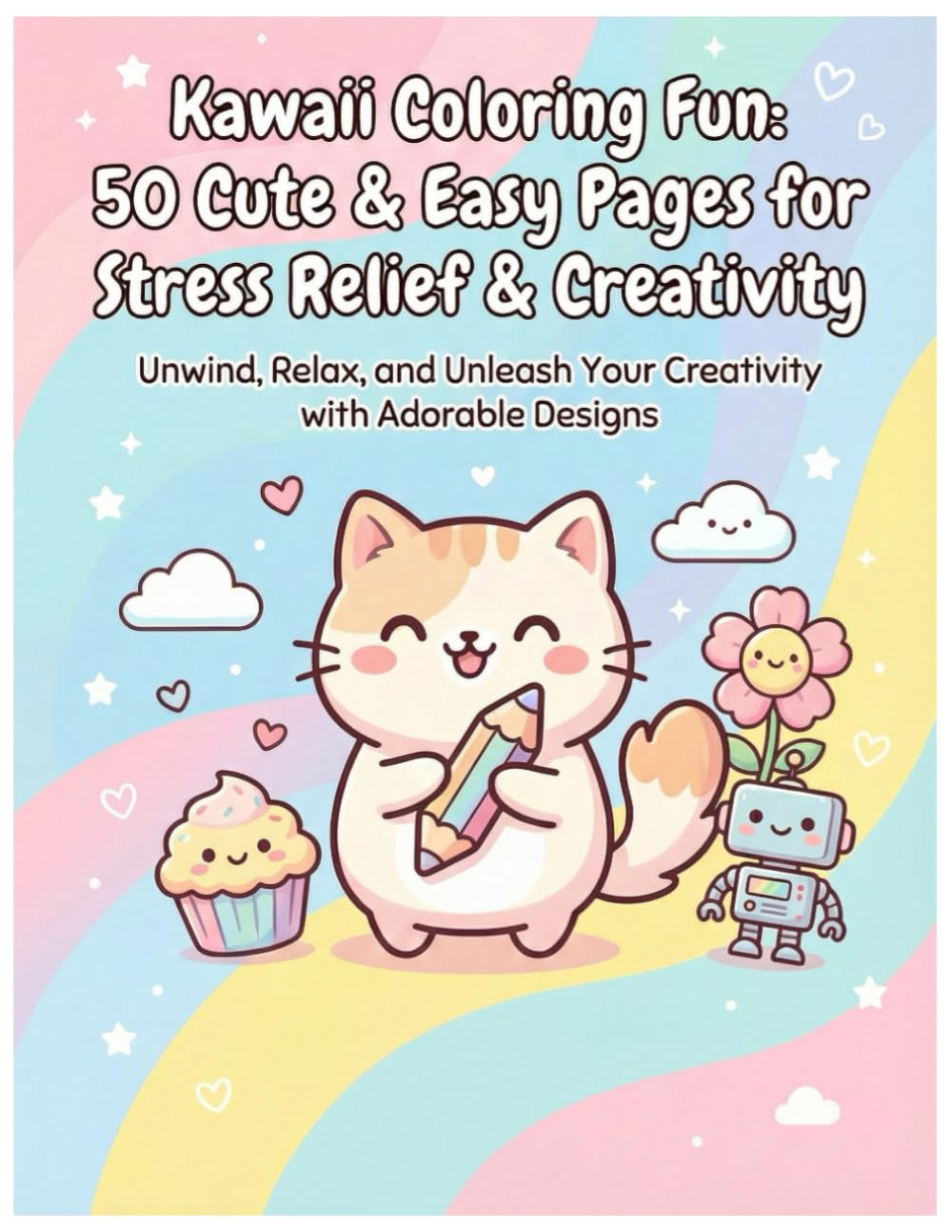 Kawaii Coloring Fun: 50 Delightfully Cute & Easy Pages of Adorable Designs for Relaxation, Creativity, and Fun – Perfect for Kids, Adults, and Anyone Who Loves Cute Art!