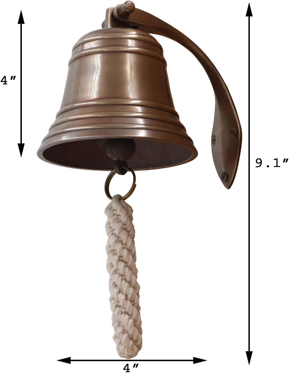 THDC Antique Brass Ship's Bell Maritime Duty Watch, Indoor Bell, Outdoor Bell, Last Orders, Pub Bell, Door Bell, Shopkeeper Bell, Dinner Bell, Reception Bell Wall Mountable Solid Brass (4")