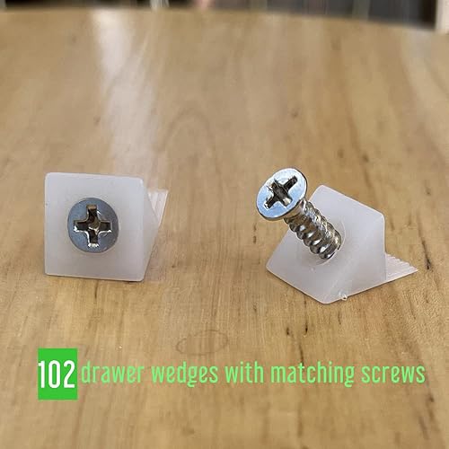 Miniatura 3 de Cuñas de cajón con tornillos, kit de reparación de cajones de tocador, soporte inferior de cajón hundido, refuerzo de cajón (102 juegos)