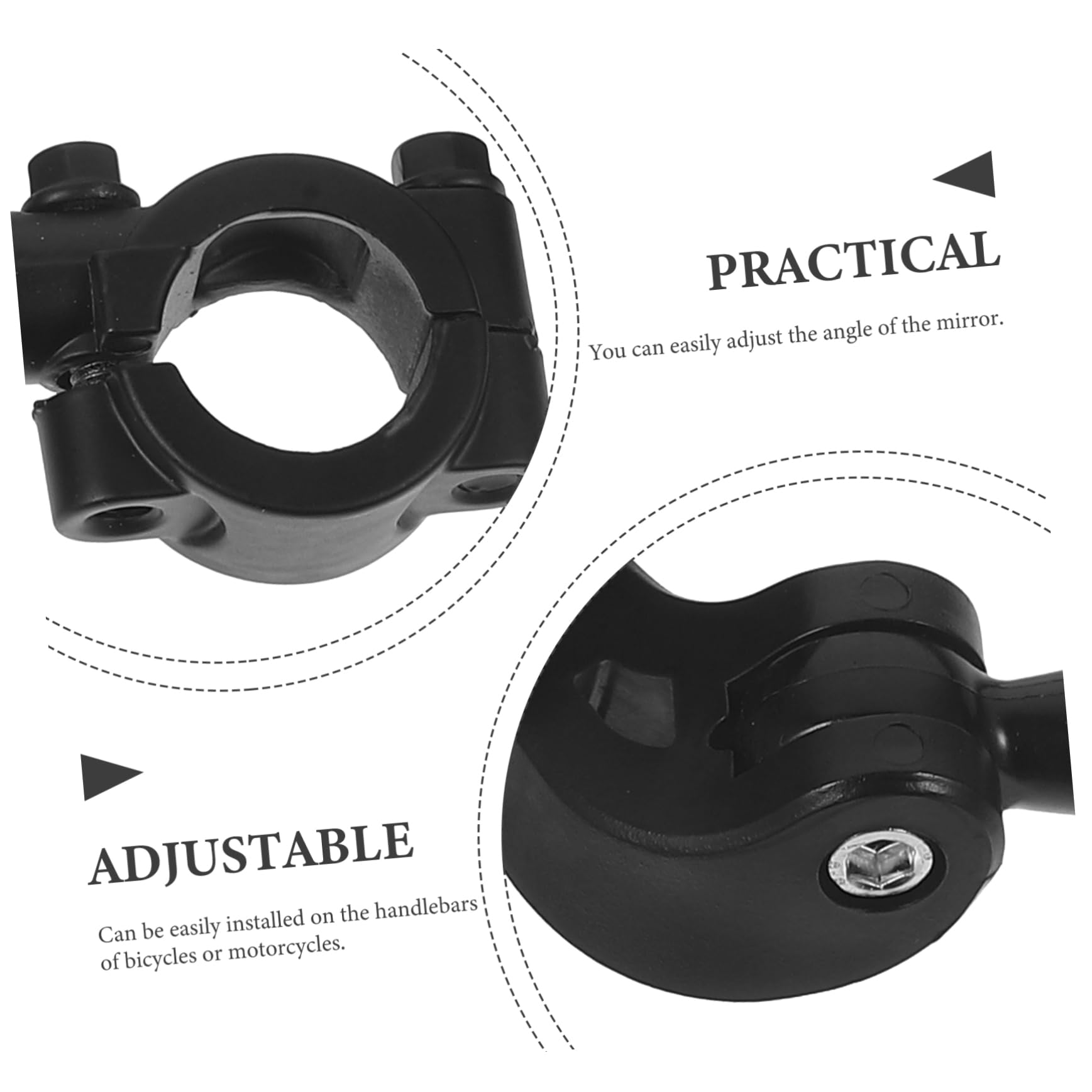 BESPORTBLE Specchietti Retrovisori Laterali per Bicicletta e Bici Elettrica, 2 Pezzi, Plastica Nera, Altezza Regolabile, Facili da Installare