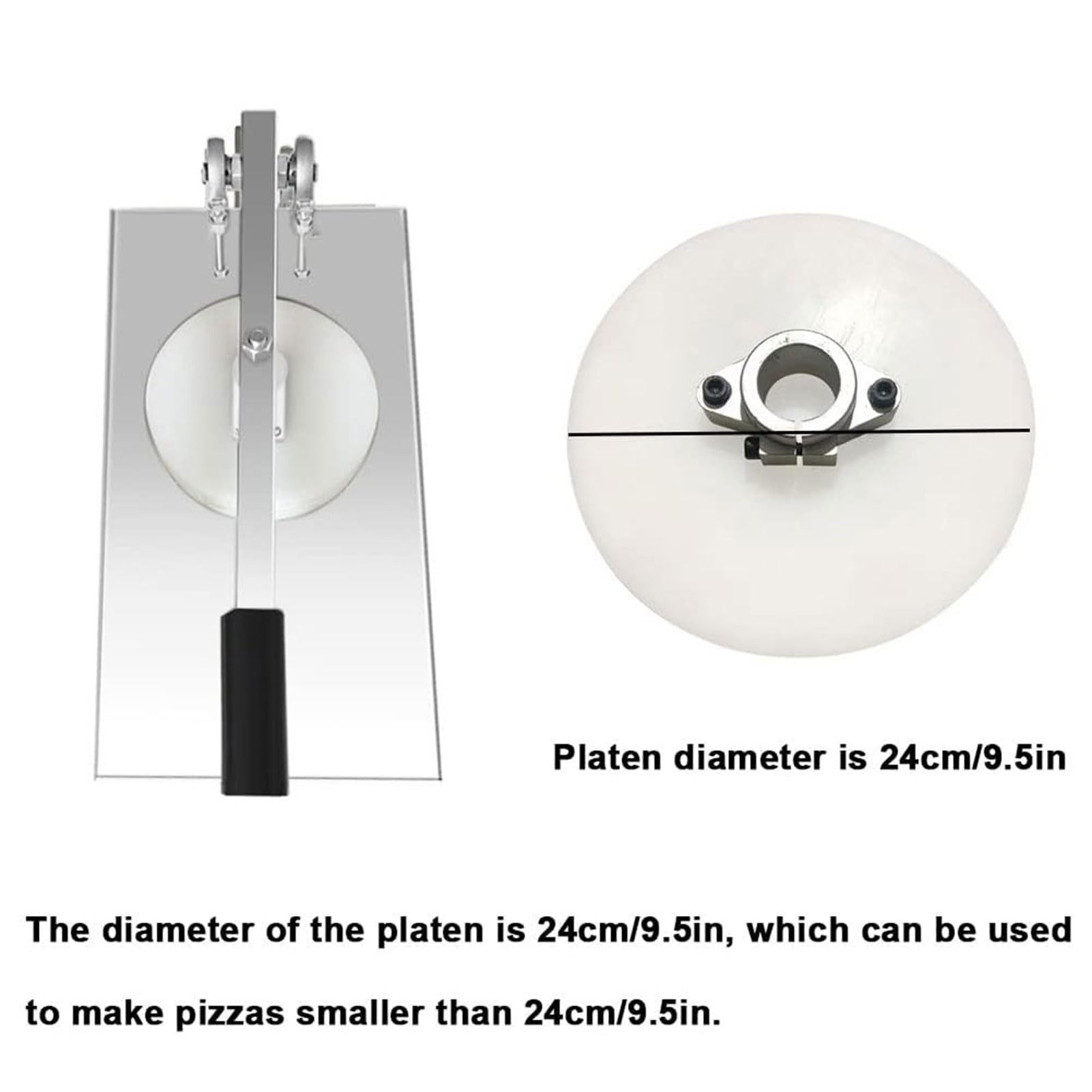 Pressa per impasto per pizza commerciale in acciaio inox ad angolo regolabile Presser per pizza 24 cm Strumento di formatura della crosta della pizza per Chapati e Pizza Making