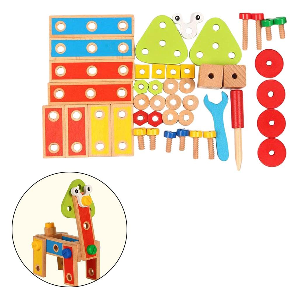 Gralara Juguetes de Construcción Madera Bloques Apilables Clasificación Puzles Juego Educativo 3D con Ensamble Promueve Pensamiento Lógico Y Pacien, Style B 45pcs