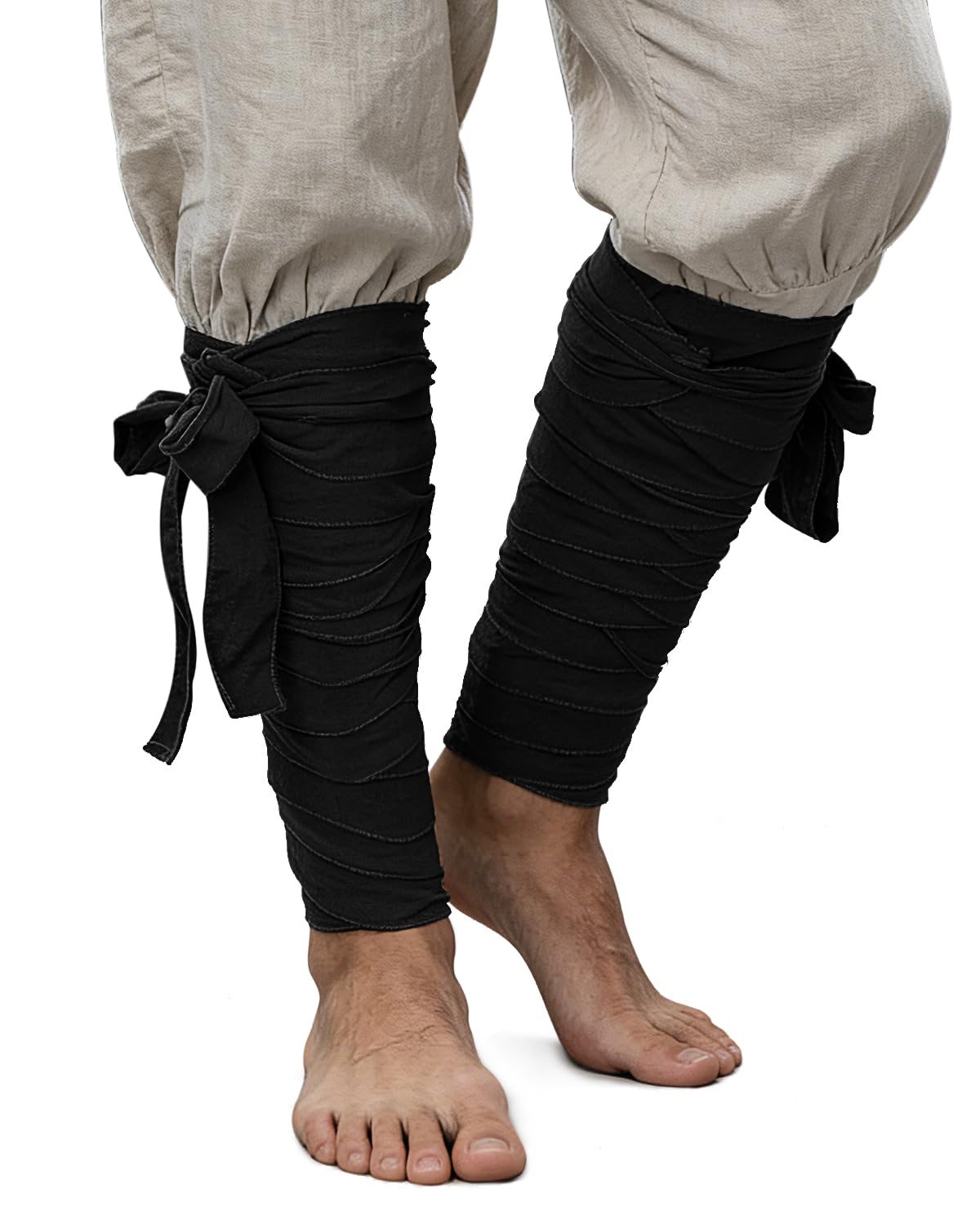 Renaissance Leg Wraps Puttees Medieval Arm Wraps Viking Pirate LARP Accessory (Black)