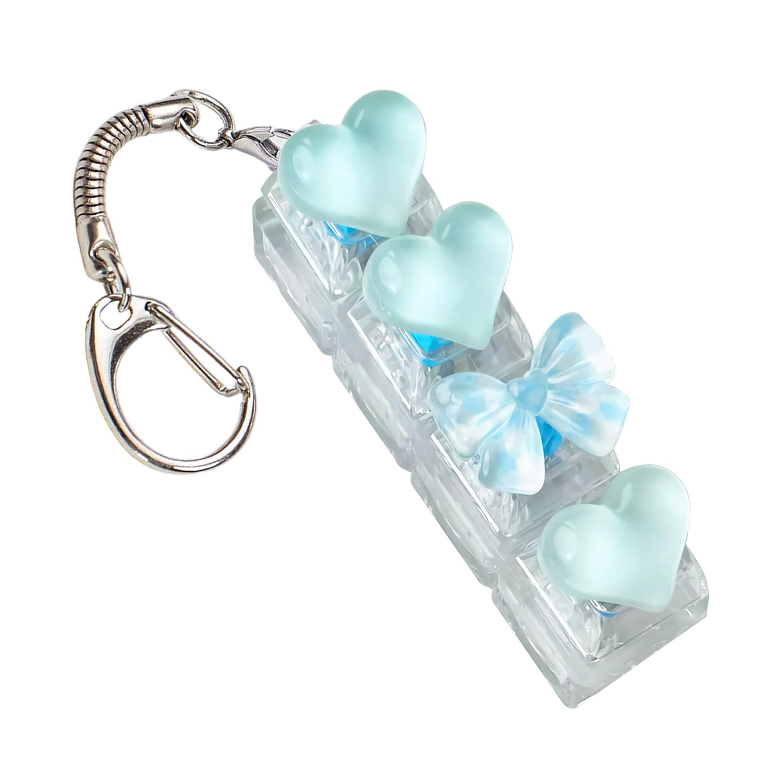 Keyboard Fidget, Heart & Bow Fidget Keyboard for Stress Relief & Focus, Portable Clicker Fidget with Keychain for Office Home School