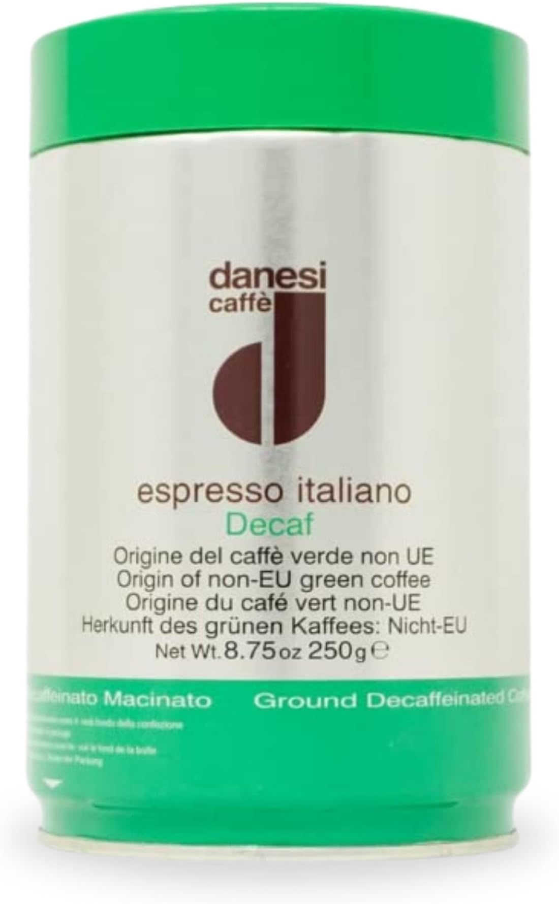 Danesi Caffe Italian Ground Coffee - Fine Medium Roast Espresso Coffee Grounds for Moka Pot, French Press, and Drip Brew - Decaf (8.75 oz, 1 Pack)