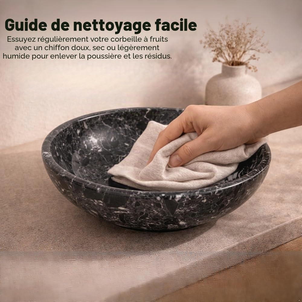 Radicaln Bol à fruits en marbre 25,4 cm noir fait à la main pour fruits et légumes pour décoration de cuisine – Décoration de cuisine de ferme, support à fruits
