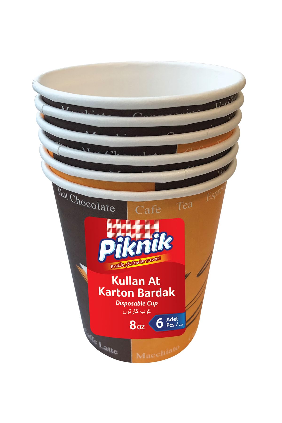 Piknik Kullan At Karton Bardak 8 Oz 6'lı 1484