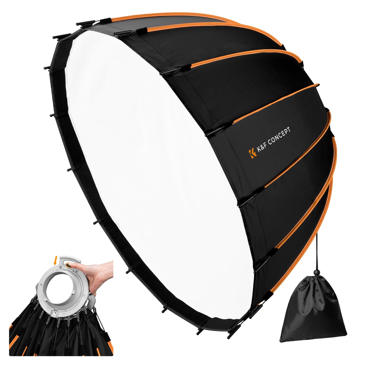 K&F CONCEPT 60cm Sgancio Rapido Softbox+Griglia+Doppio Diffusore+Borsa