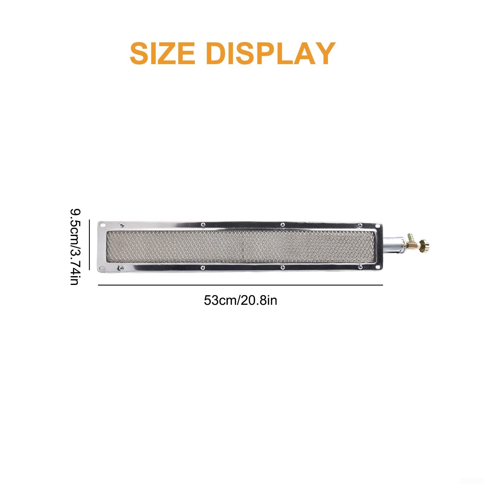 Quemador de infrarrojos de cerámica para parrilla de gas, 41 x 8 cm, quemador lateral robusto de metal para barbacoa, secado y cocina comercial al aire libre (53 x 9,5 cm)