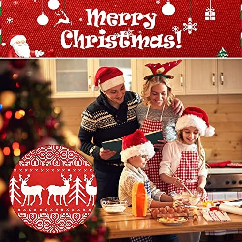 DURANTEY Christmas Table Runner Red Xmas Table Runner Linen Table Linens Long Rectangle Christmas TableCloth with White Reindeer Pattern for Christmas Dinning Tables Decorations, 12 x 108 Inch