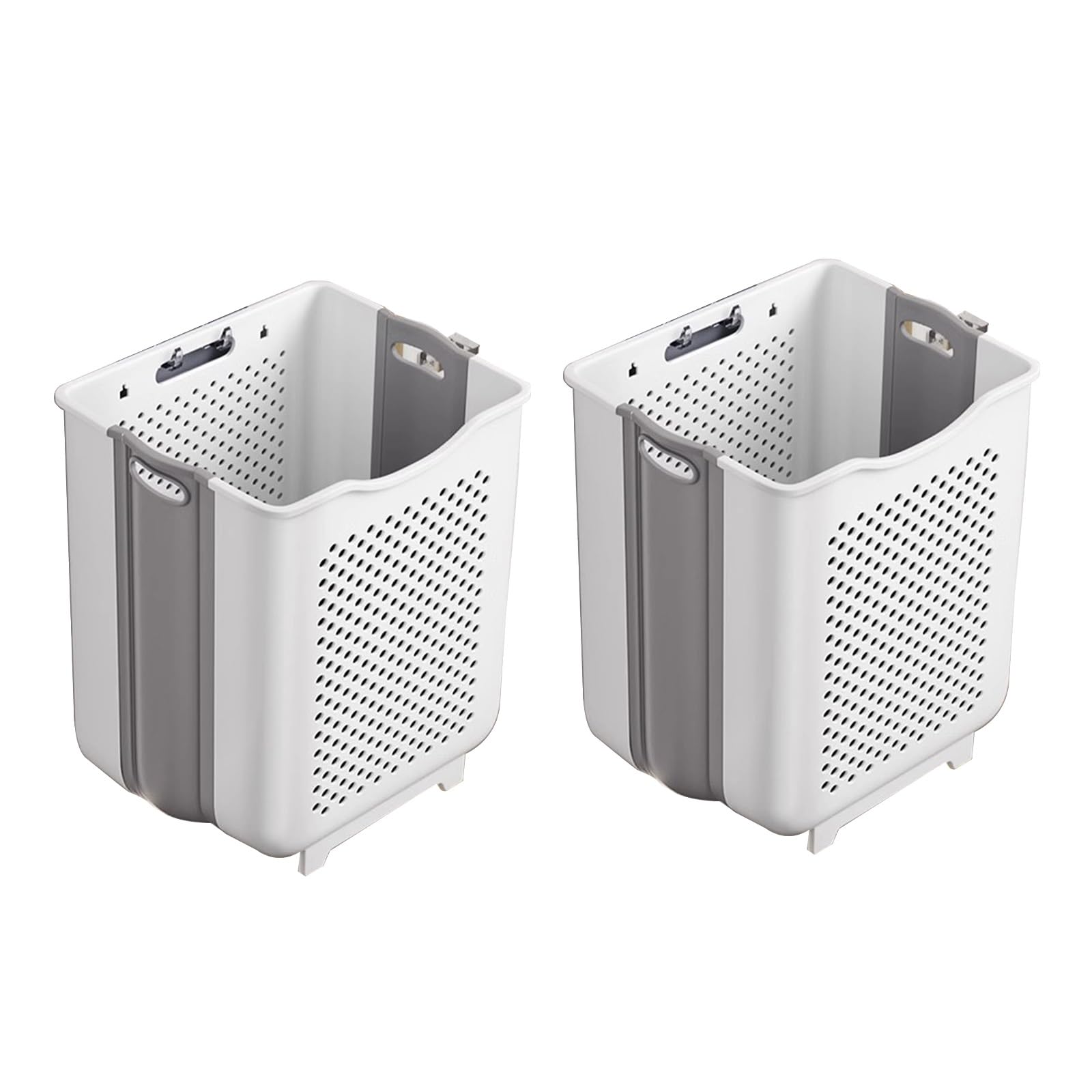 Folding dirty laundry basket, Multicolor Foldable Laundry Basket Hooks Ventilated Elevated(White)