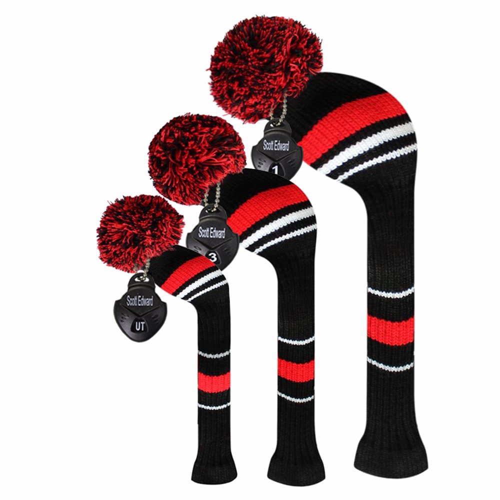 Scott Edward Golf Club Head Covers Set of 3 Fits Well Driver(460cc) Fairway Wood and Hybrid(UT) The Perfect Change for Golf Bag