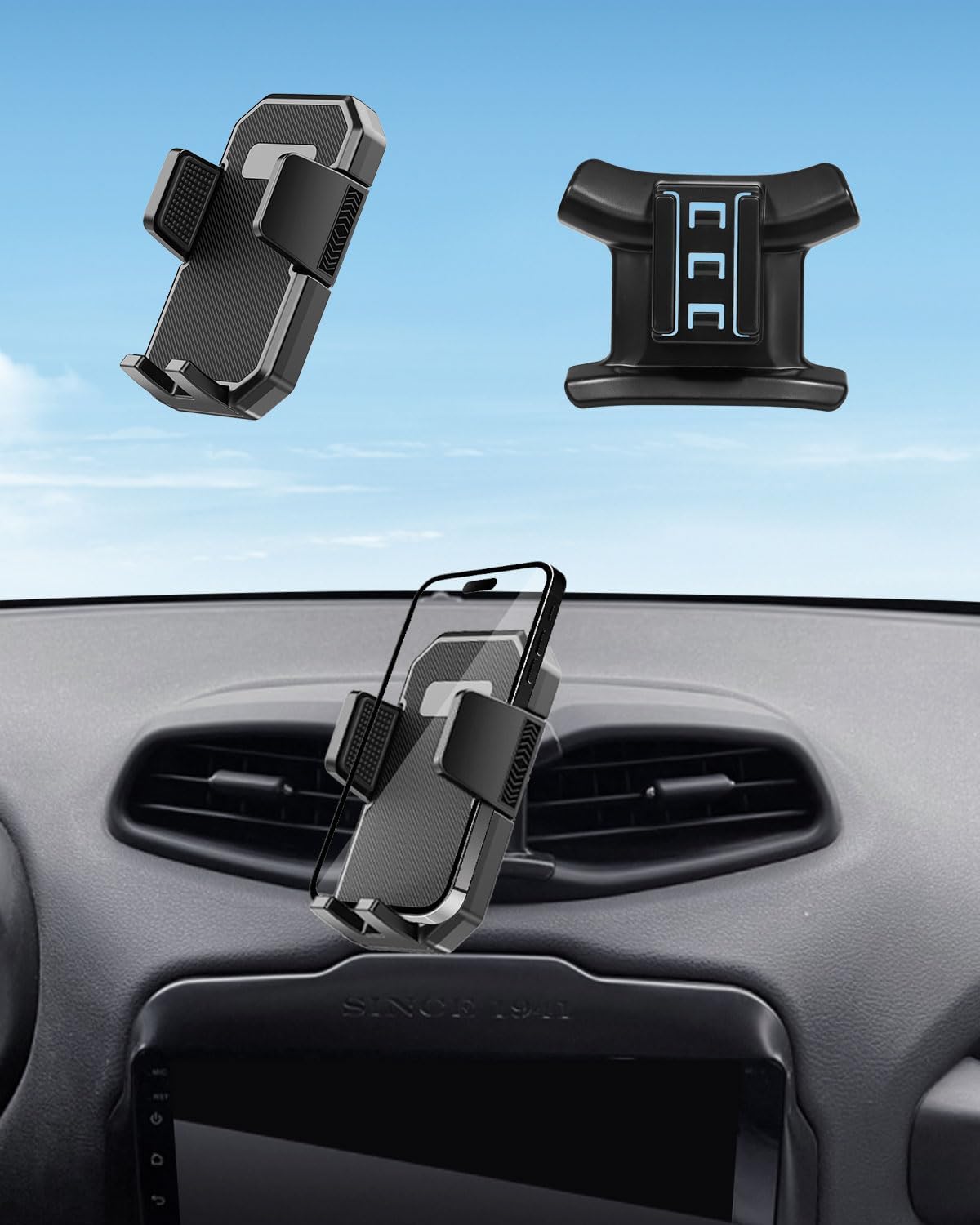 PZK Car Phone Mount for Jeep Renegade 2015 2016 2017-2023 2024 Accessories Custom Air Vent Car Phone Holder Auto Lock Hands Free 360° Rotation Cell Phone Automobile Cradles Fit All 4.0-7.0‘’ Phones