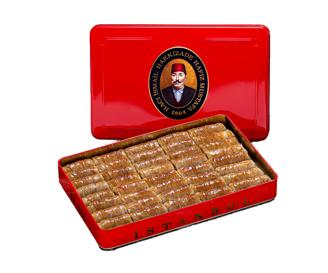 Hafiz Mustafa 1864 Istanbul Baklava Gebäckdose – Gebackene Baklava Dessertsnacks aus frischen Phyllo-Teigblättern, Pistazie, Haselnuss – Türkisches Süßigkeitentablett Geschenkideen für Geburtstag