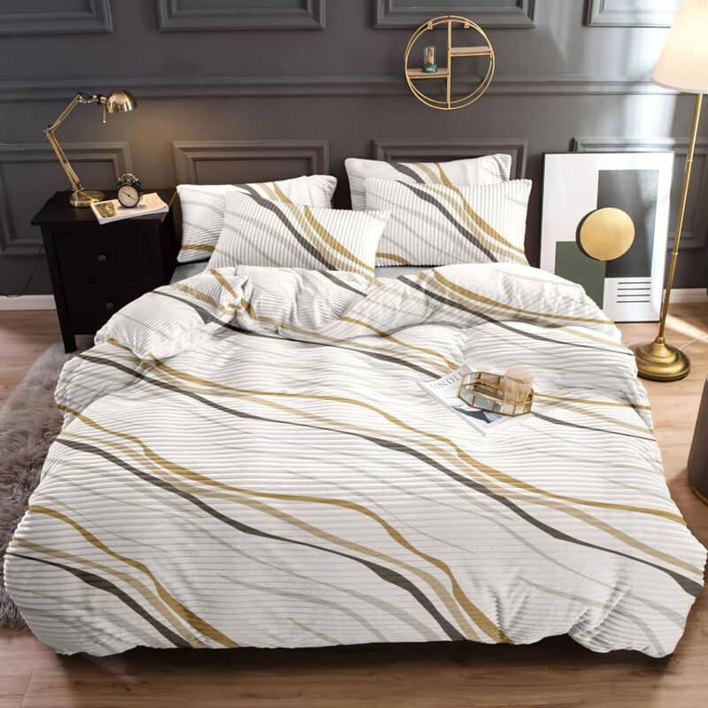 MORADO 190 GSM Flannel Super Soft Warm Double Bed Quilt Cover/Duvet Cover/Rajai Cover/Blanket Cover for Winters with Zipper - 60x90 Inches,Cream-image-18