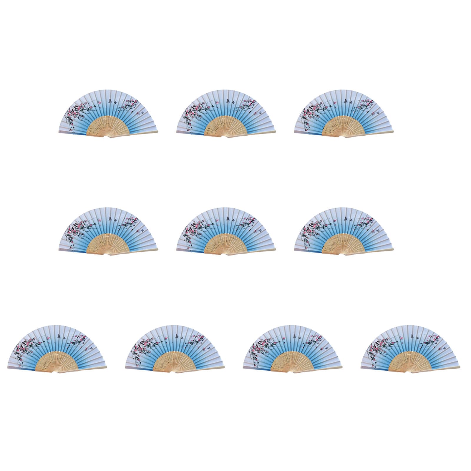 NRVTRE Of 10 Bamboo Fans, Handmade Chinese Folding Fan Performances Fan for Cooling, Decoration, and Collection Cooling