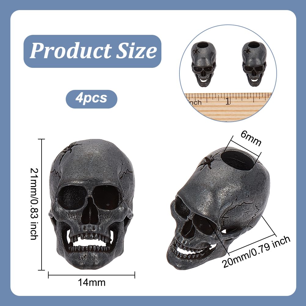 Amazon.co.jp: OLYCRAFT 4個入 スカルビーズ ドクロビーズ 髑髏 真鍮製