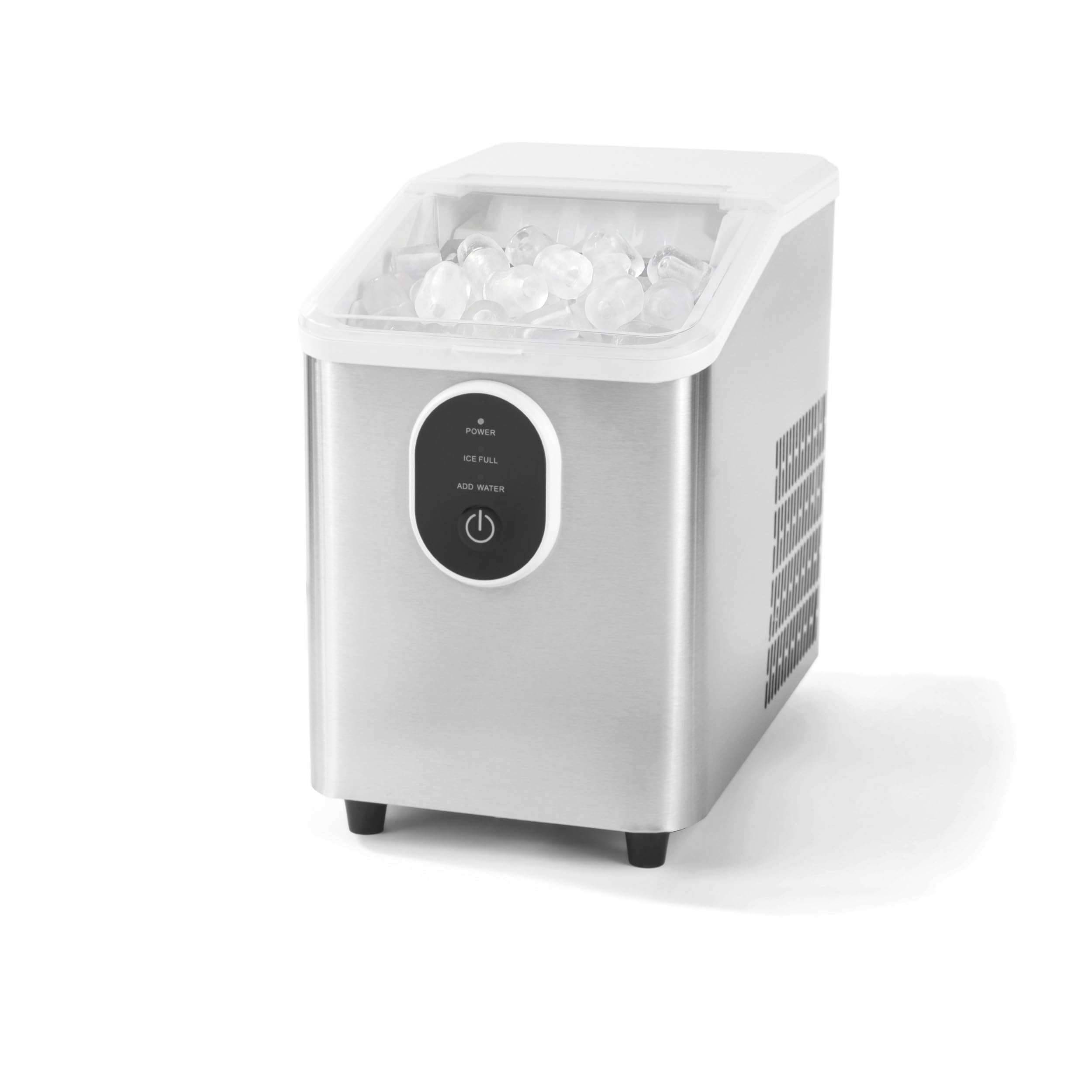 Salter Elektrischer Eiswürfelbereiter – Tisch-Eiswürfelmaschine, 8 Würfel in 8,5 Minuten, Eiskalte Getränke, 800 ml nachfüllbarer Tank, Platzsparend, Inklusive Schaufel, Edelstahl, 120W