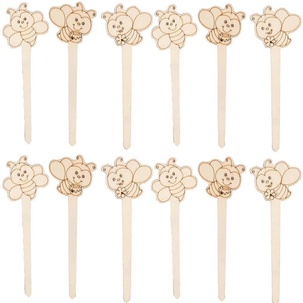 Fun Express Color Your Own Bee Plant Stakes – Customizable Garden Decor for Kids Craft Projects – Ideal for Outdoor & Indoor Gardens Perfect for DIY