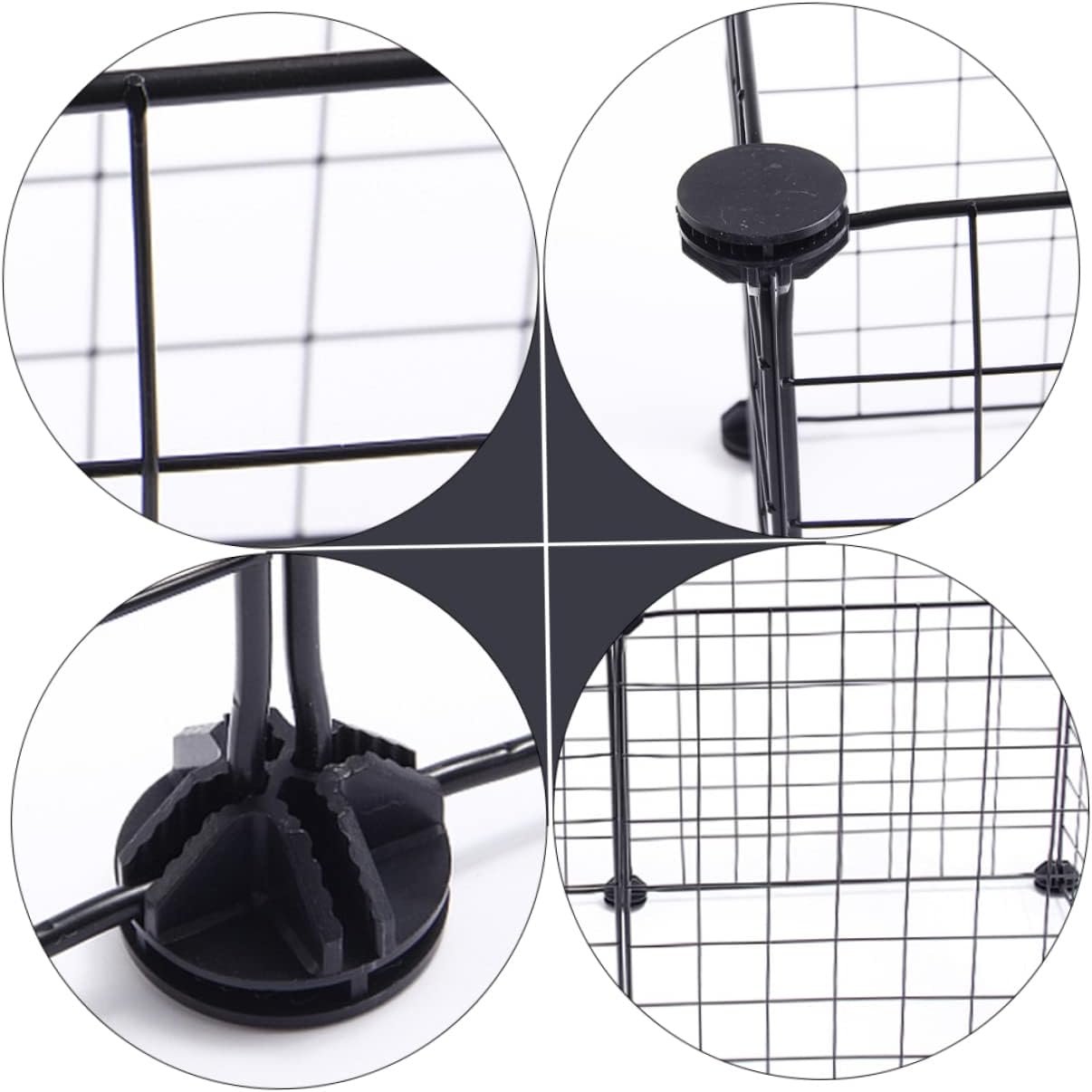 Yardwe 1Set Detachable Pet Isolation Fence Safe Enclosure for Dogs Cats Animals Indoor Outdoor Use Portable Mesh Barrier Black