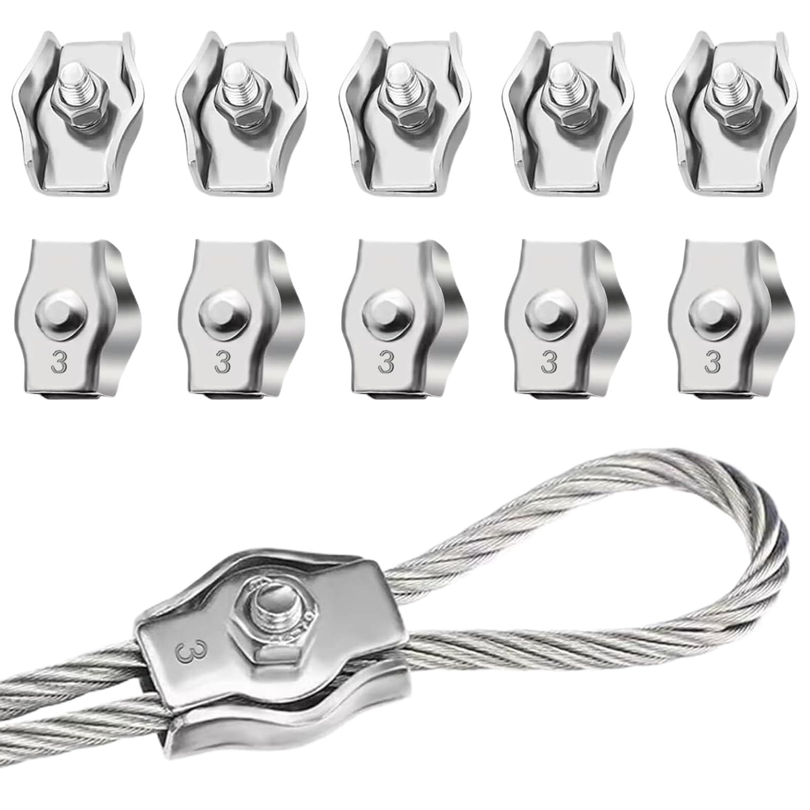10x Drahtseilklemme M3 – 3 Mm, Aus 304 Edelstahl – Seilklemmen Für Markisen, Wäscheleinen, Zäune & Mehr – Rostfrei, Stabil