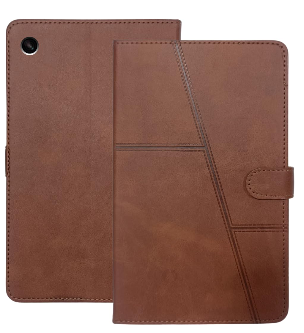 flip Cover for Samsung Galaxy tab a9 | Premium pu Leather Magnetic flip case | Slim Stand Cover with auto Sleep/Wake | 360° Protection (Darkbrown)-image-46