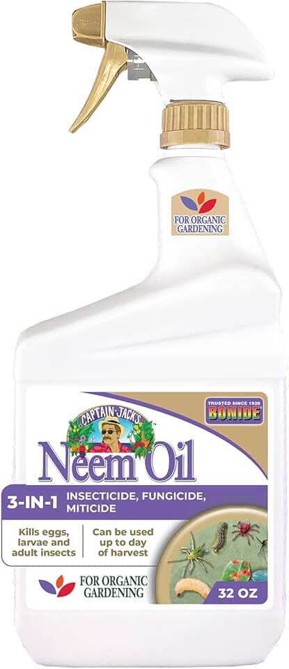 Bonide Captain Jack's Neem Oil, 32 oz Ready-to-Use Spray, Multi-Purpose Fungicide, Insecticide and Miticide for Organic Gardening