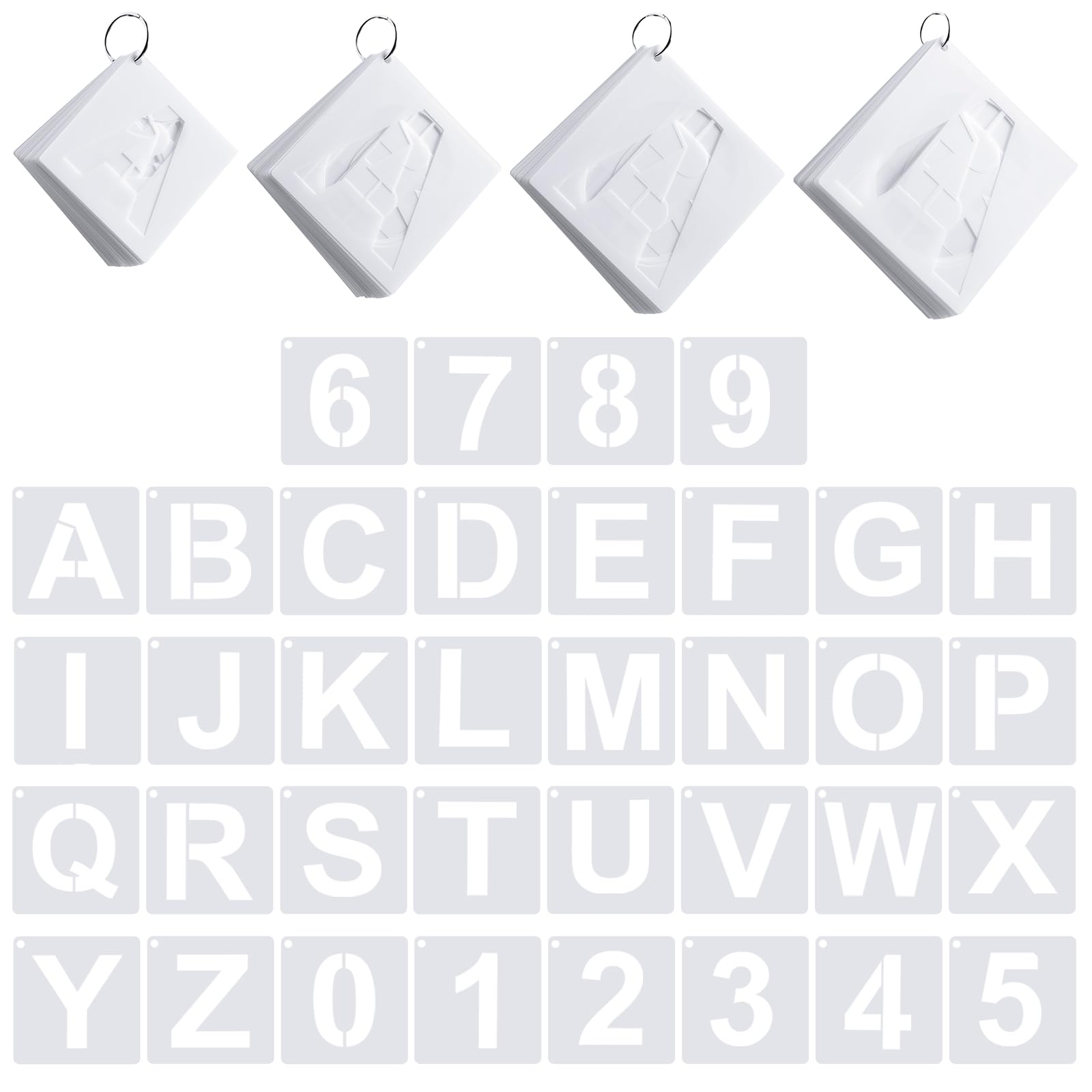 Affrolling Buchstaben- und Zahlenschablonen in 4 Größen, wiederverwendbare Kunststoff-Schablonen zum Malen auf Holz, Wänden, Stoff, Schildern, Türen, Bastelprojekten (8,6 cm, 14,1 cm, 15,2 cm)