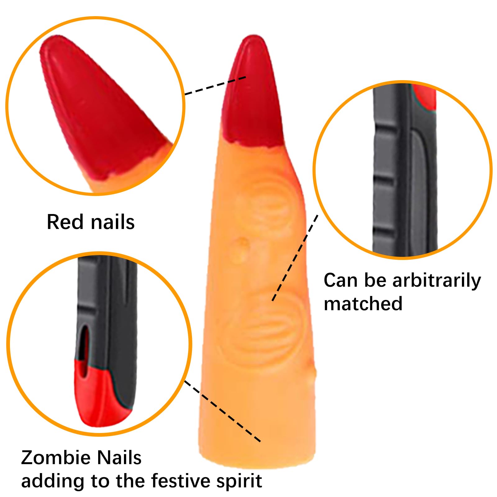 minkissy 50 piezas de dedos falsos de bruja cubierta de Halloween fiesta de Halloween uñas falsas para cosplay juego de rol