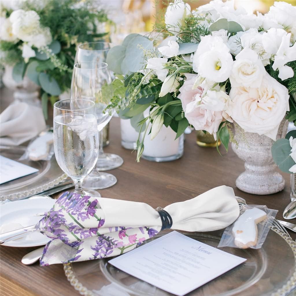 Lavender Watercolor Flower Table Napkin Cloth Set Wedding Party Napkin Restaurant Supplies Christmas Napkins(6pcs)